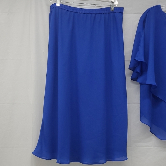 Draper’s & Damon’s Royal Blue Chiffon Skirt Set 16 Flowy A-Line Resort Wedding - Picture 5 of 15